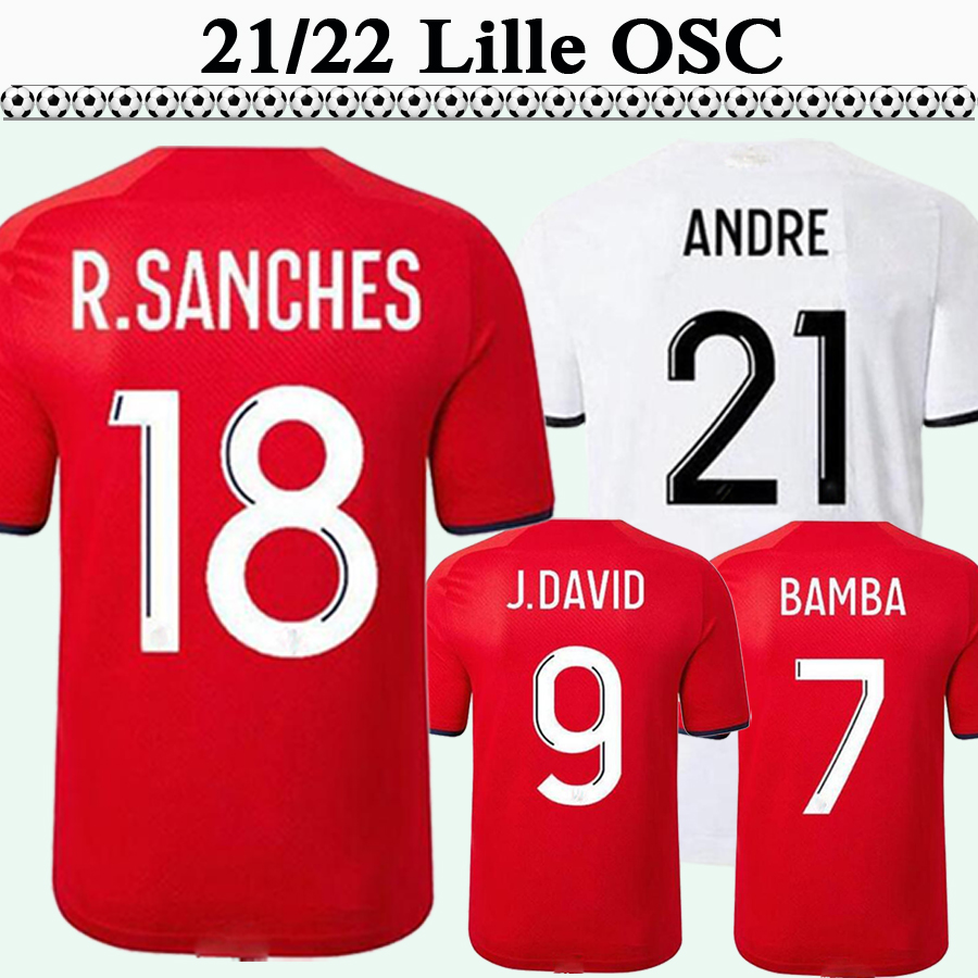 

21 22 Lille Mens Short sleeve Soccer Jerseys BOTMAN FONTE BAMBA XEKA J.DAVID J.IKONE YAZICI R.SANCHES ANDRE Home Red Adult Football Shirt Uniforms, Qmd0018 home no patch