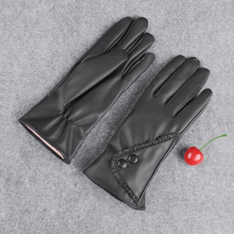 

Sports Gloves Fashion Women Lady Soft Leather Motorcycle Winter Outdoor Windproof Warm Mitten Xmas Gift Black Ropa Mujer