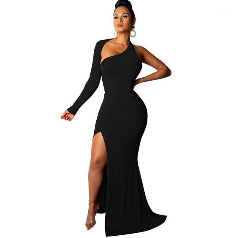 

Casual Dresses Design Women Long Dres Sexy Club Party Dress Irregular Solid Color Summer 3 Colors 4 Size Drop, Black