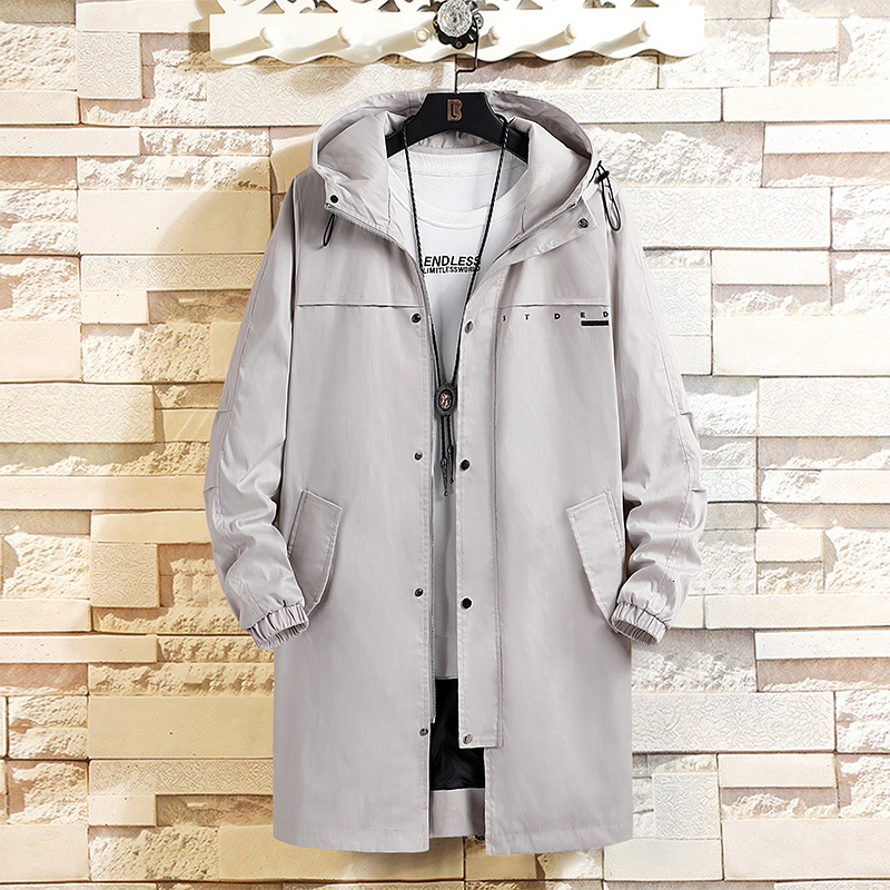 

2021 New Casual Mens Windbreaker Jackets Long Trench Coat for Men Spring Autumn Winter Clothes Ysbo, 7776 b
