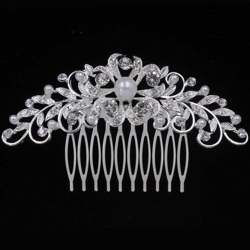 

Hair Clips & Barrettes Fashion Silver Wedding Combs With Rhinestones Pearls Bridal Accessories Jewelry For Bridesmaids And Flower Girls MY85, Golden;silver