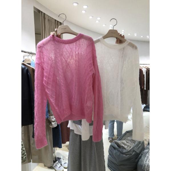 

Women's Sweaters Korean Dongdaemun 2021 Autumn Mohair Loose And Lazy Style Sweater Hollow Thin Bottoming Women, White;black