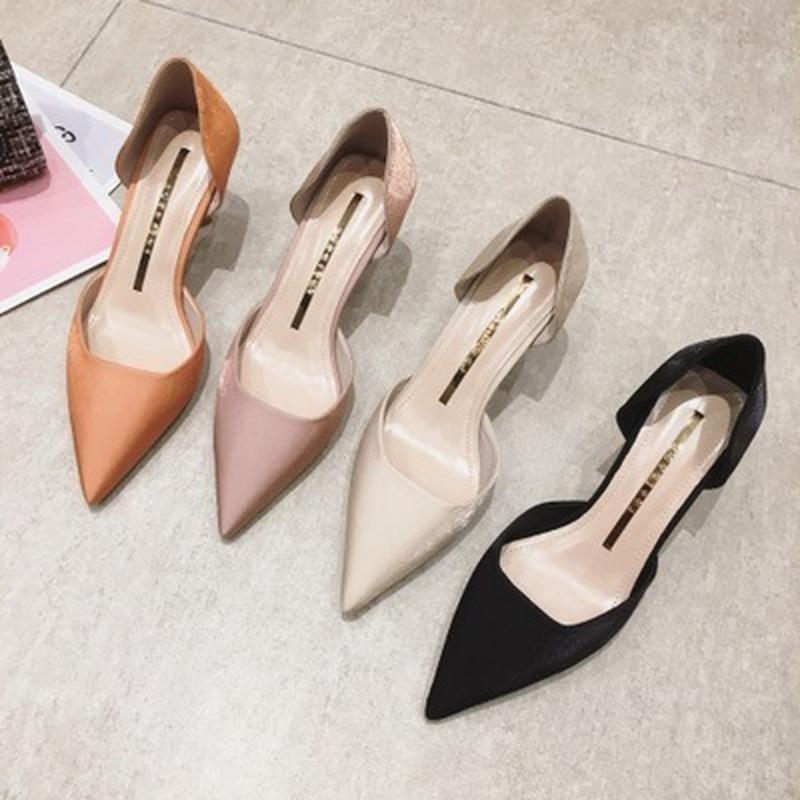 

Dress Shoes Spring And Autumn Ladies High Heels Pointed Toe Shallow Stiletto Hollow Single 6cm, Beige