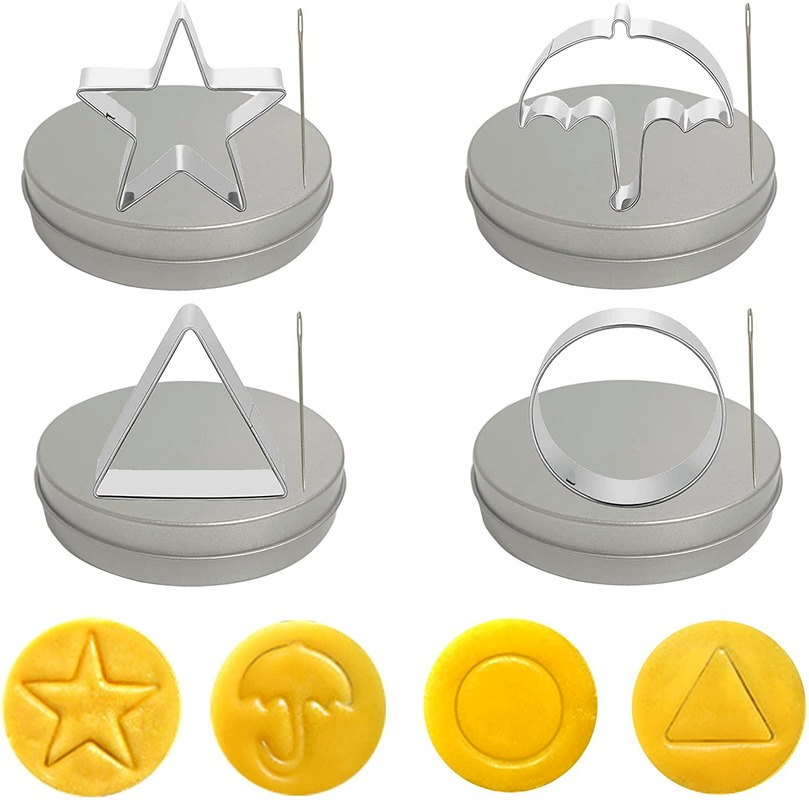 Biscuits Sugar Pie Cookie Candy Mold and Storage Tin Can Realistic Korean Movie Props Family Table Games Toy for Adult Kids 4set/lot DEC-image-738297678
