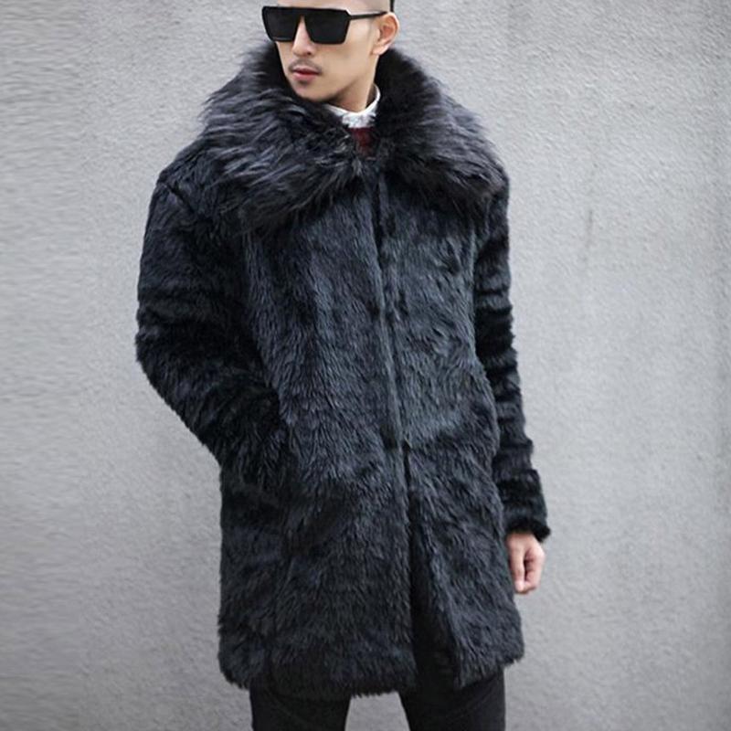 

Men's Trench Coats Parka Lot Winter Casual Fashion Fur Lapel Long Puffy Jacket Male Plus Size Thicken Warm Thick Coat #01, Tan;black