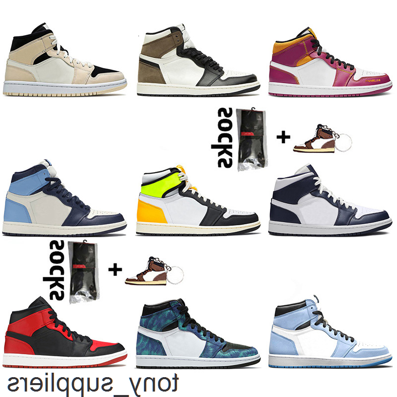 

Top Quality High OG Volt Obsidian Jumpman 1 1s University Blue Basketball Shoes Digital Pink Fearless Men Women Trainers Sneakers, # mid familia 36-46
