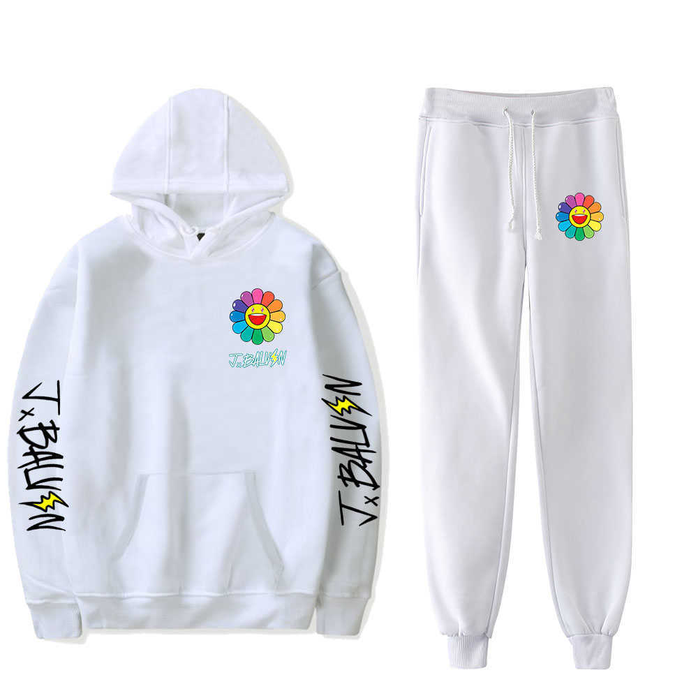 

Popular J BALVIN Tracksuit Two Piece Set Hoodes Sport Pants 2PCS Sets Men Women Hooded Sweatshirt Sportswear Suower Tracksuit x0610, Black