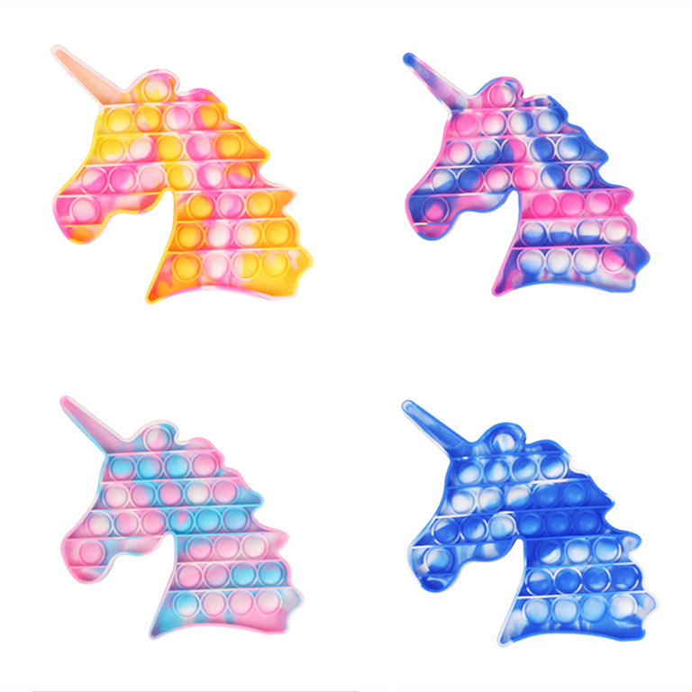 

Decompression Toys Push its Pops Fidget Camouflage Unicorn-Shaped Popper Bubble Fingertip Sensory Toy for Children Gifts