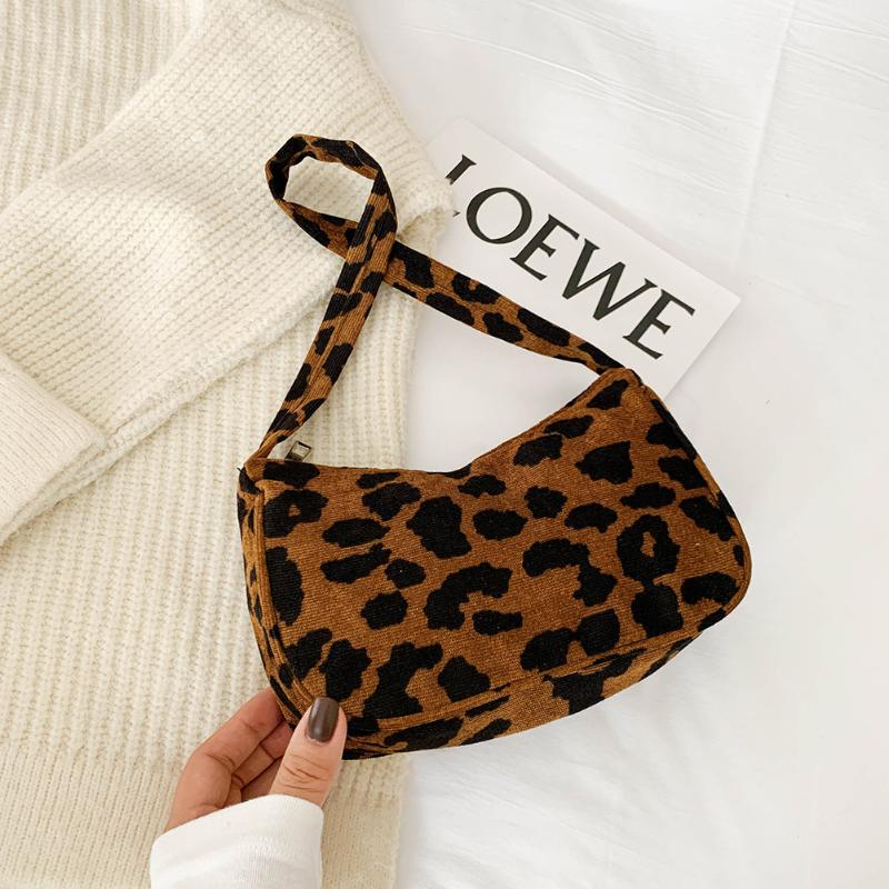

Vintage Animal Pattern Handbags Cloth Portable Women Fashion Small Underarm Shoulder Bags Female Street Travel Totes Clutches, Brown