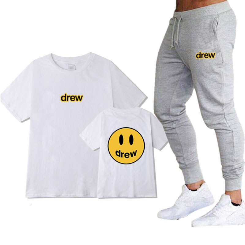 

2021 New Hip-hop Summer Got a Set Justin Bieber Smile T-shirt Women Cotton Men Sportswear Ajlt, Gray
