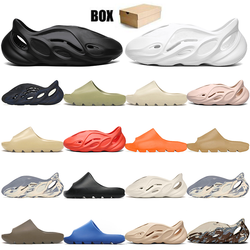 

[with box] 2021 designer kanye slides west slippers desert sand summer brown flat men women beach resin slide sandal mens womens slipper Graffiti Bone Rubber 36-47, D14 earth brown 36-47