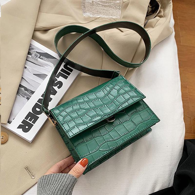 

Stone Pattern PU Leather Crossbody Bags For Women 2021 Small Messenger Bag Lady Flap Shoulder Bag Luxury Handbag Purse Bolso