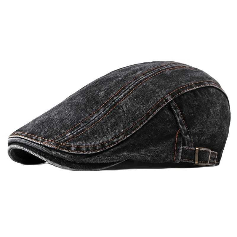 

Casual Spring Summer Berets Hat Men Women Denim Newsboy Caps Visors Cotton Cabbie Herringbone Cap Duckbill Ivy Flat Cap, Blue;gray