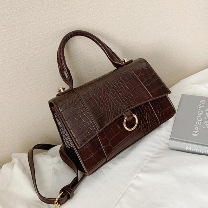 

Crocodile pattern Tote bag Vintage 2021 New High quality PU Leather Women's Designer Handbag Travel Shoulder Messenger Bag, Black