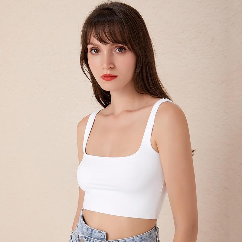 

Women's Tanks & Camis Tank Tight Square Collar Fashion Sleeveless Solid Color Sling Backless Comfortable Short Top, White