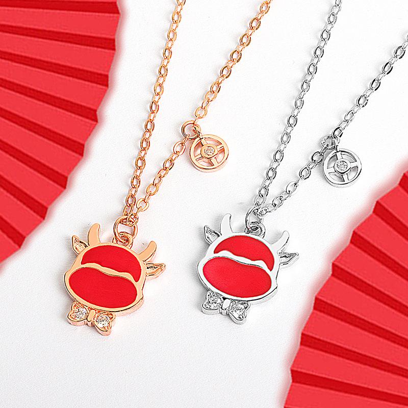 

Pendant Necklaces 2021 Natal Year Zodiac Bull Necklace Cute Animal Red Lucky For Women Girls Gifts