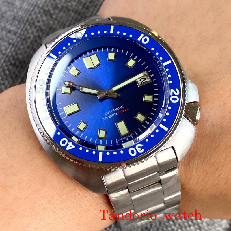 

Wristwatches Tandorio 24 Jewels NH35 44mm Mechanical Automatic Mens Watch Sapphire Glass 200m Waterproof Luminous Mark Rubber Band, Tandorio watch