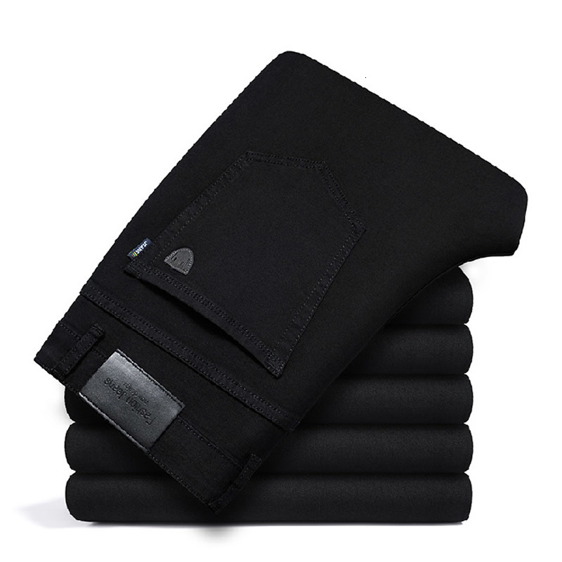 

New Men's Long Straight 2021 Cotton Business Black Slim Elastic Jeans Casual Trousers Classic Style Denim Male Brand Pants O76k