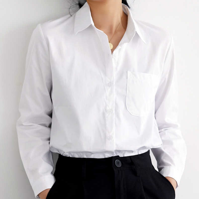 

Fashion Woman Blouses Long Sleeve Shirt Women Turn Down Collar Office Ladies Tops White Blouse Womens Tops And Blouses C181 210602
