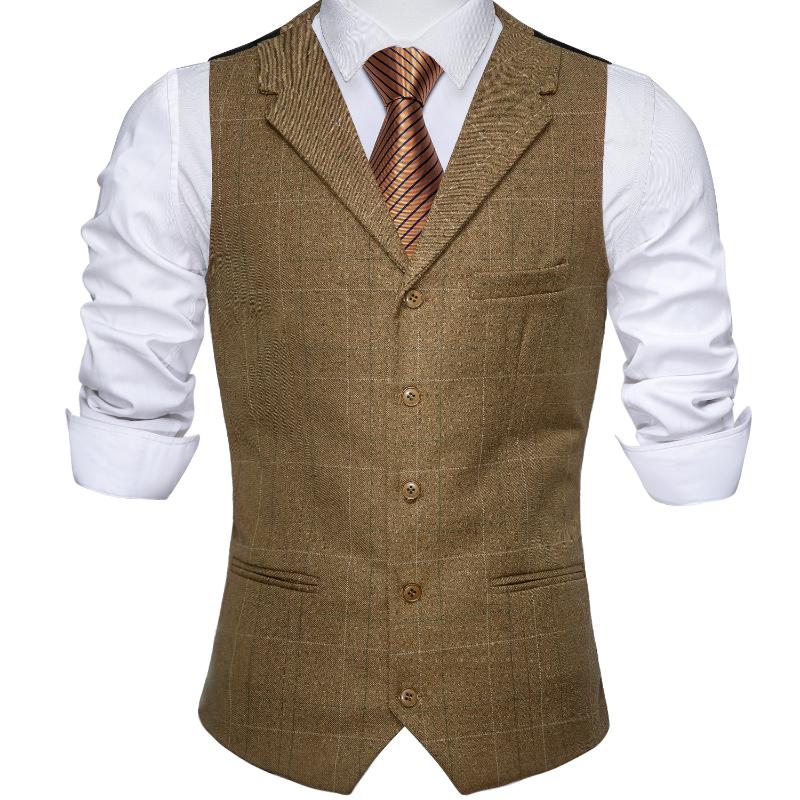 

Men' Vests Barry.Wang Men Suit Vest Olive Plaid Waistcoat Wool Blend Tailored Collar V-neck 3 Pocket Tie Set Formal Leisure M-2204, Md-2203-tie set