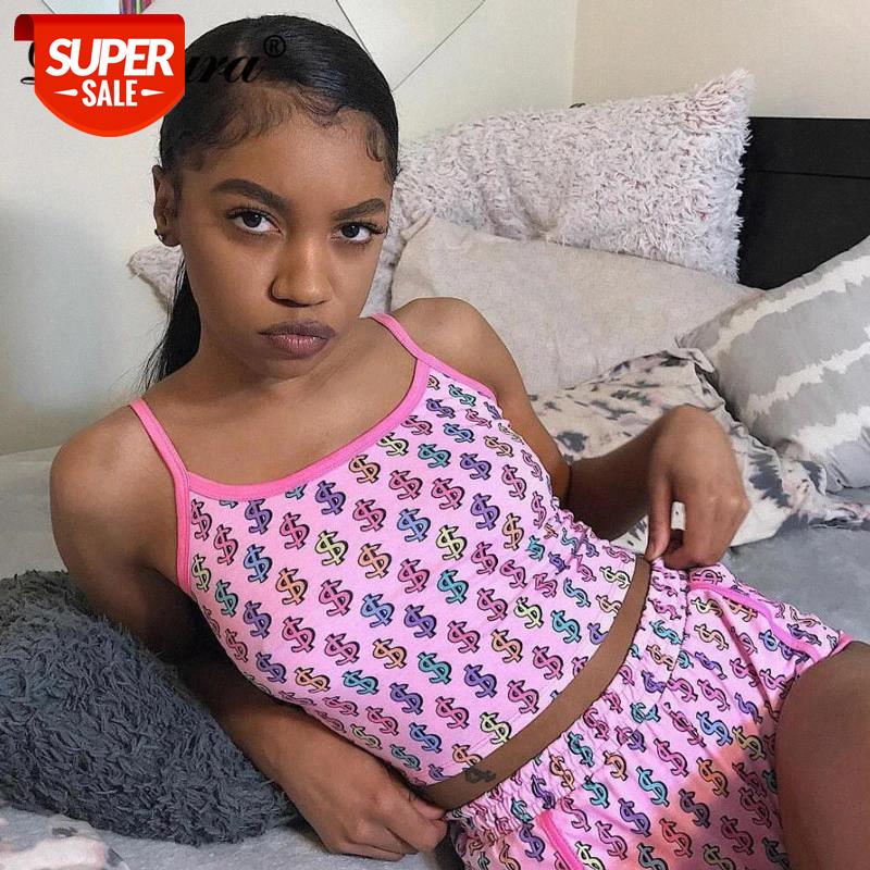 

Dulzura 2019 autumn winter women crop top strap $ print cute streetwear festival clothing camis party club sexy #FA3L, White