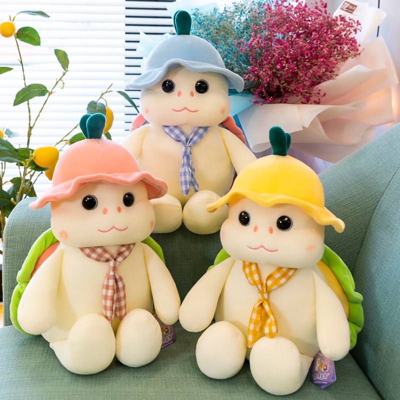 

Foreign trade cute, succulent stuffed animal plush toys, turtles with hats, soft children's girls, ragdoll pillows, holiday gifts