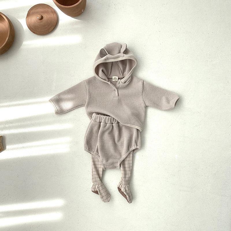 

Clothing Sets 0-24M Autumn Spring Baby Set Infant Toddler Plus Velvet Padded Suit Hooded Knit Sweater+Pant Boy Girl Clothes, White