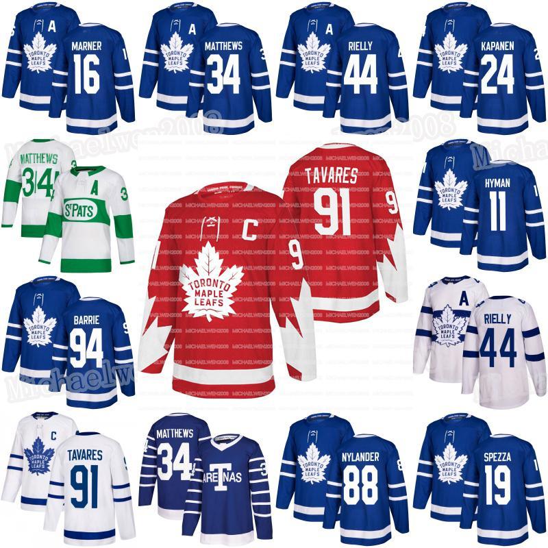 

Toronto Maple Leafs Auston Matthews Mitch Marner John Tavares Barrie Spezza William Nylander Kerfoot Andersen Rielly Hyman Kapanen Jerseys, Men 2020 alternate