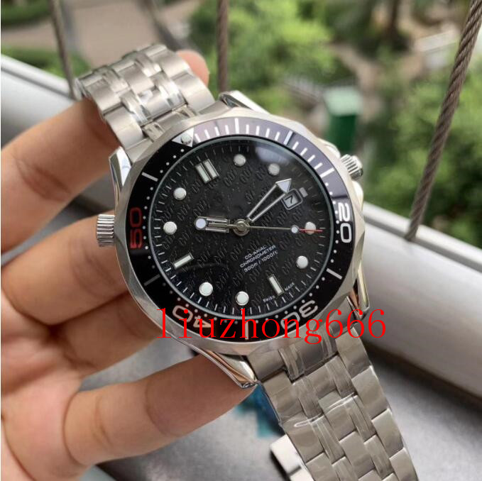 

007 Luxury Mens Watch Ceramic Bezel Stainless Steel Designer Watches James Bond 300M Diving Wristwatches, 50m waterproof