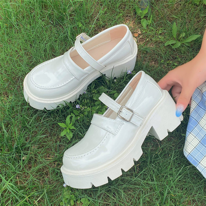 

white Women Shoes Japanese Style Lolita Shoes Women Vintage Soft High Heel Platform shoes College Student Mary Jane 2022, Creamy-white