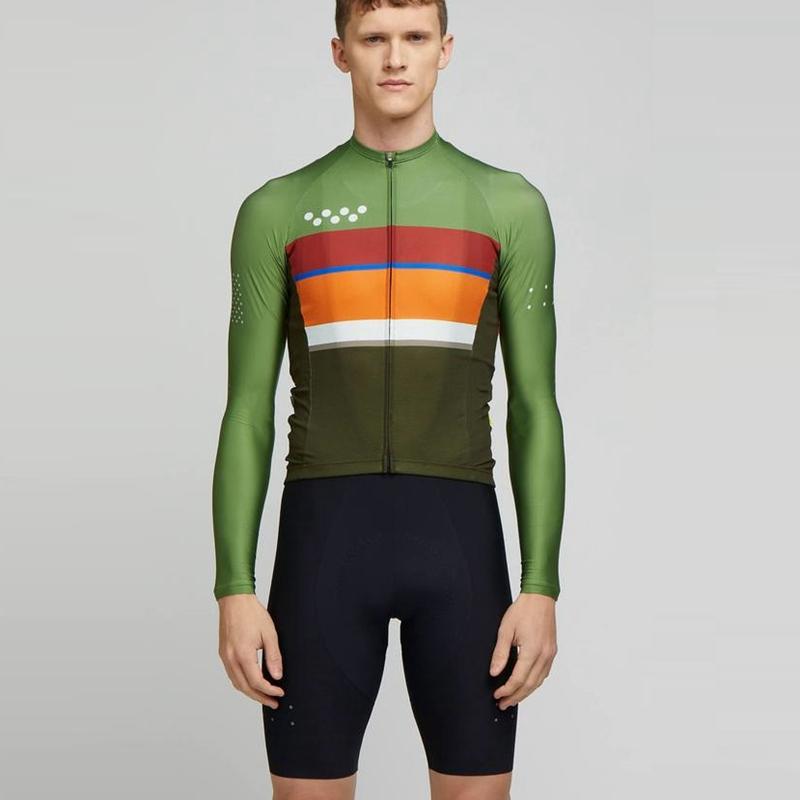 

2021 Spring The pedla cycling jersey and bib shorts suit Long sleeve bicycle tops and gel pad bottom Breathable MTB riding wear