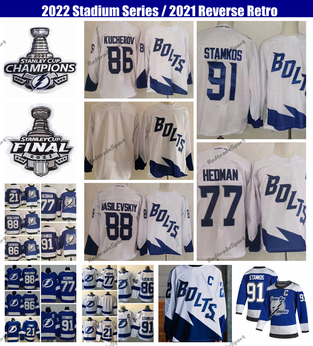 

2022 Stadium Series Stanley Cup Champions Tampa Bay Lightning Hockey Jerseys Steven Stamkos Nikita Kucherov Hedman Andrei Vasilevskiy Brayden Point Reverse Retro, Reverse 91