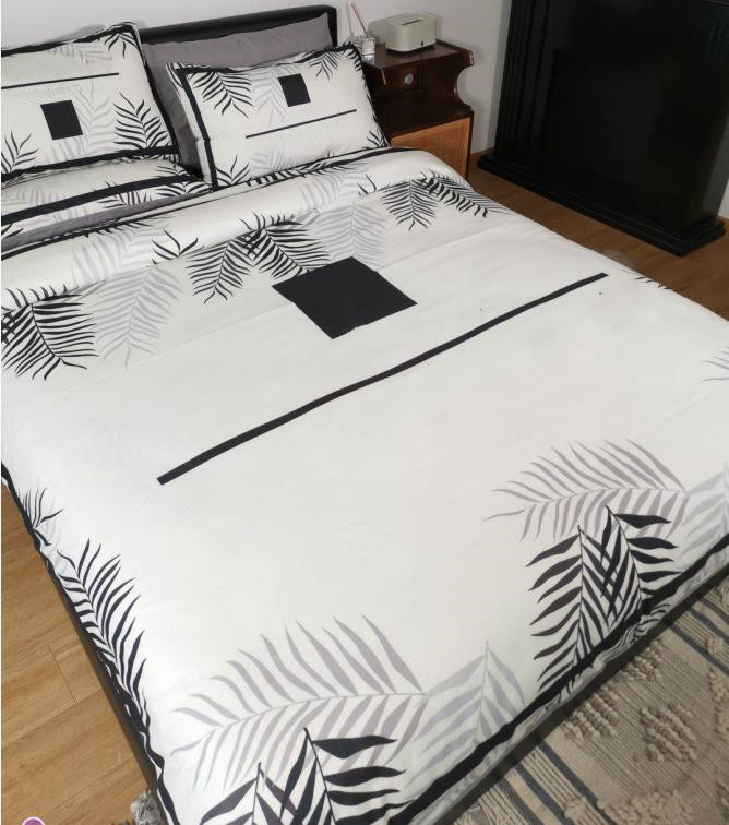 

Newest Cotton 4pcs Bedding Sets Letter Strip Bed Clothes Pillow Case Sheet Woven Adult Soft  Size Bedding Sets