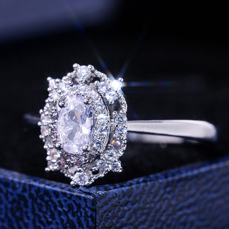 

Wedding Rings Huitan Classic Oval Princess Cutting Ring With Dazzling Cubic Zircon High Quality Women Wholesale Jewelry Finger
