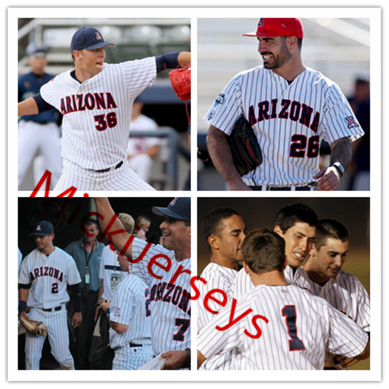 

NCAA Custom Arizona Wildcats Baseball Jersey Jacob Blas Matthew Dyer Donta Williams Branden Boissiere Ryan Holgate Quinn Flanagan Alex Mejia Seth Mejias-Brean, White pintripe