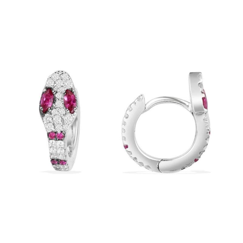 

Hoop & Huggie Women Candy Pearl Animal Zircon Earrings Round Snake Head Wedding Jewelry