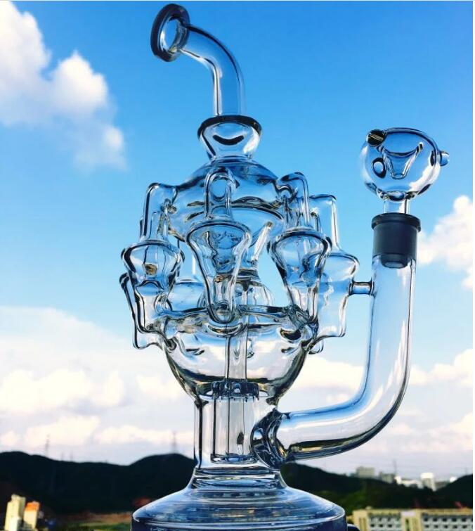 

30cm Tall Big Glass Bong klein Recycler Dab Rigs Hookahs Shisha Smoke Glass Pipe Cigarette Tobacco With 14mm Bowl