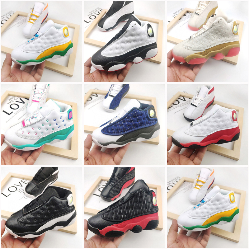 

Jumpman 13 Kids Basketball Shoes Youth Children Athletic 13s Sports Shoes for Boy Girls Shoes white black size 22-35, As photo 2