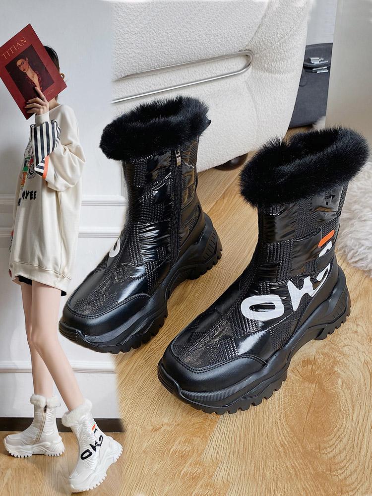 

Boots Snow Women 2021 Cotton Shoes Plus Velvet Thick Warm Women's Waterproof Fur All-in-one Short, 11-1