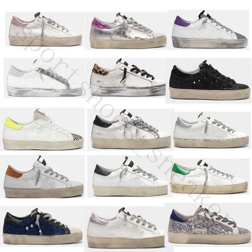 

Wholesale Italy Brand Designer Casual Shoes Sneakers Super luxury Sequin Classic White Do-old Dirty Genuine Leather Man Women street skatebo, Black