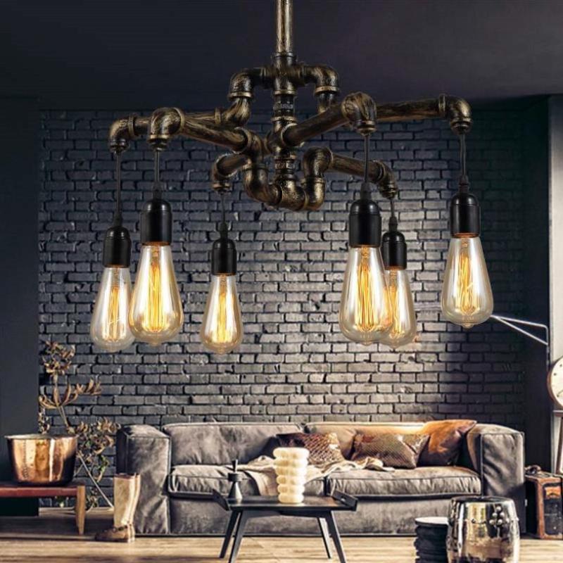

Ceiling Lights Water Pipe Loft Style Lamp Edison Pendant Fixtures Vintage Industrial Hanging For Dining Room Bar