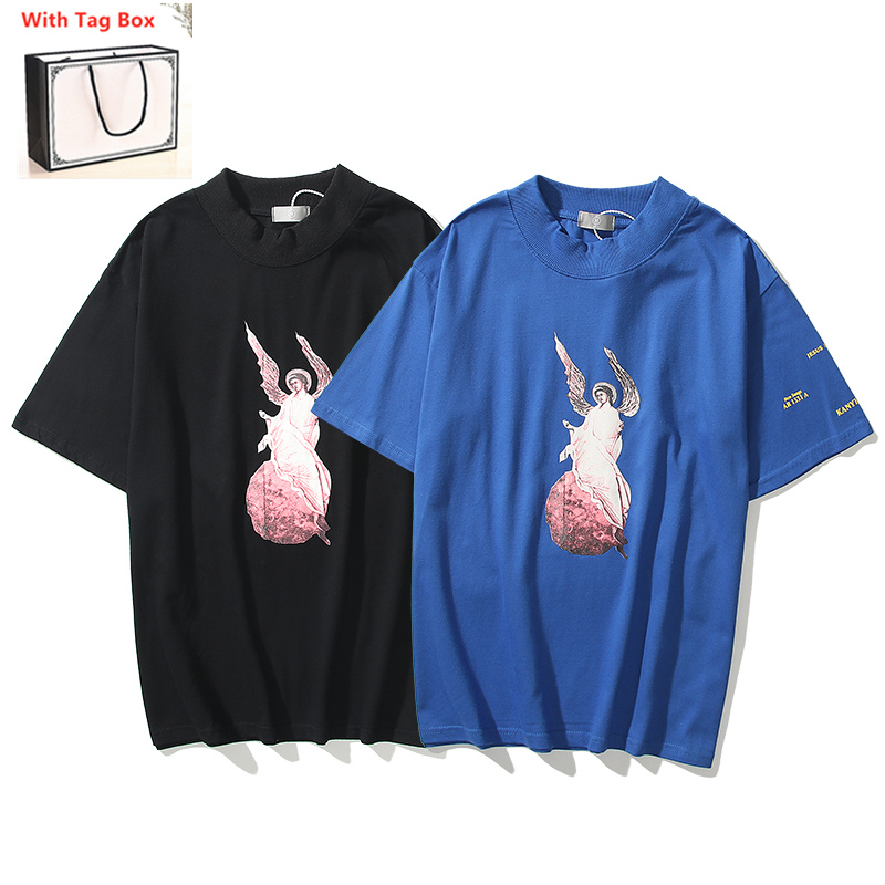 

New kanye Men T-shirt Women Short Sleeve High Quality Summer Tees Letter Print Hip Hop Style Clothes With Label Box, 1pcs button
