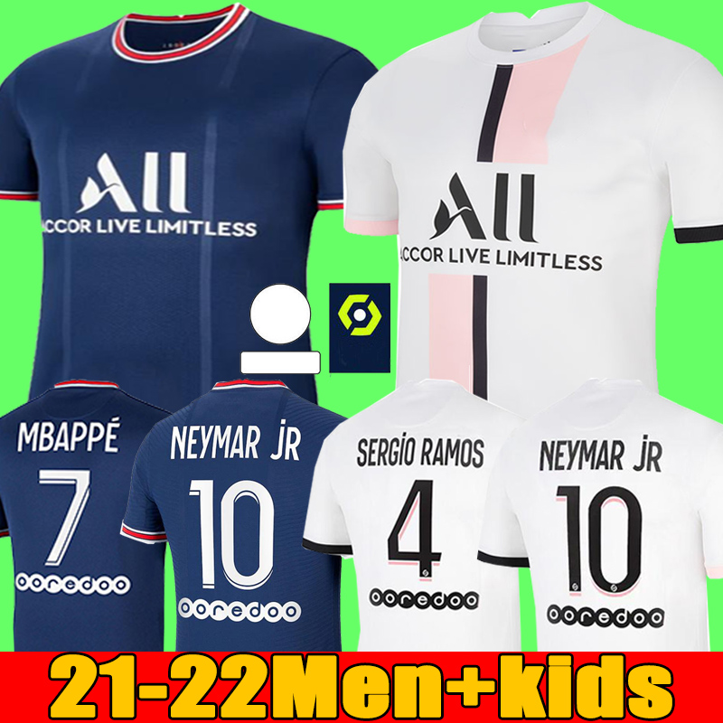 

Tops MBAPPE soccer jerseys HAKIMI SERGIO RAMOS 21 22 Maillots de football shirt 2021 2022 MARQUINHOS VERRATTI men kids kit uniforms enfants maillot foot fourth, 21/22 away men+patch2