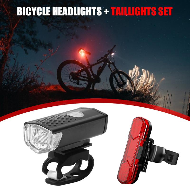 

300LM Bike Front Headlight Waterproof XPE Rear Taillight Bicycle Lights Biking Portable Dustproof Cycling Parts