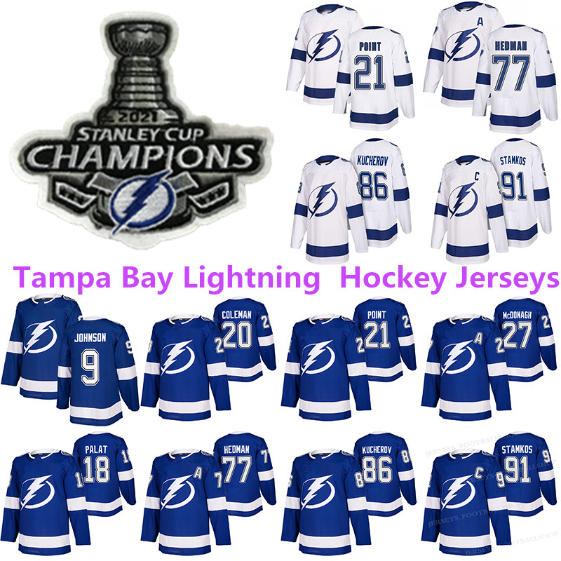 

Tampa Bay Lightning Jersey 86 Nikita Kucherov 77 Victor Hedman 91 Stamkos 21 Brayden Point 71 Anthony Cirelli Hockey Jerseys, Blue