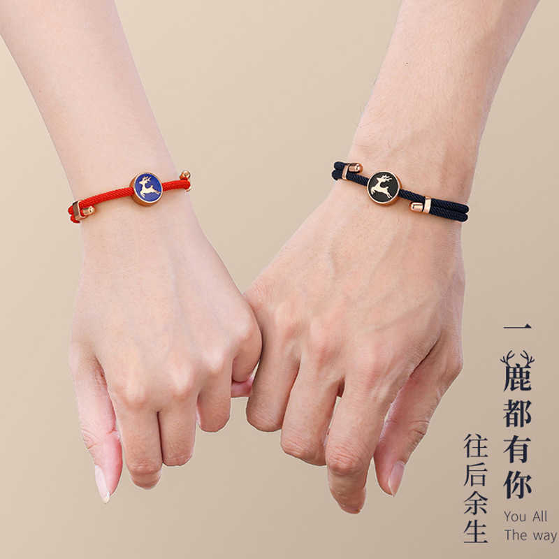 

Lovers' Brcelet Couple of Lovers' Dign Deer Hs Your Hnd Rope to Crve Chrcters 520 Gifts for Male Girlfriends, Golden;silver