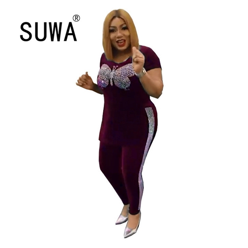 

Recommend Style Jogger Sweat Suit For Women 2 Piece Matching Sets Summer T-Shirt Top And High Waist Pants Casual Home Wear 210525, Black