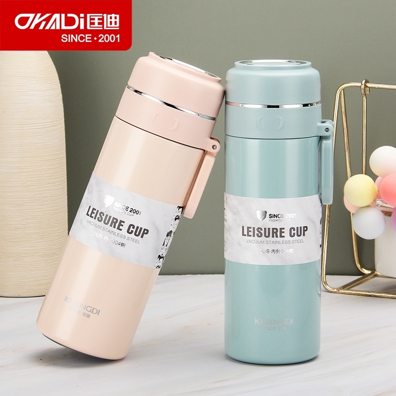 

Kuangdi creative insulated 304 stainless steel ring male and female student portable household straight CUP Insulated gift cup, Random color