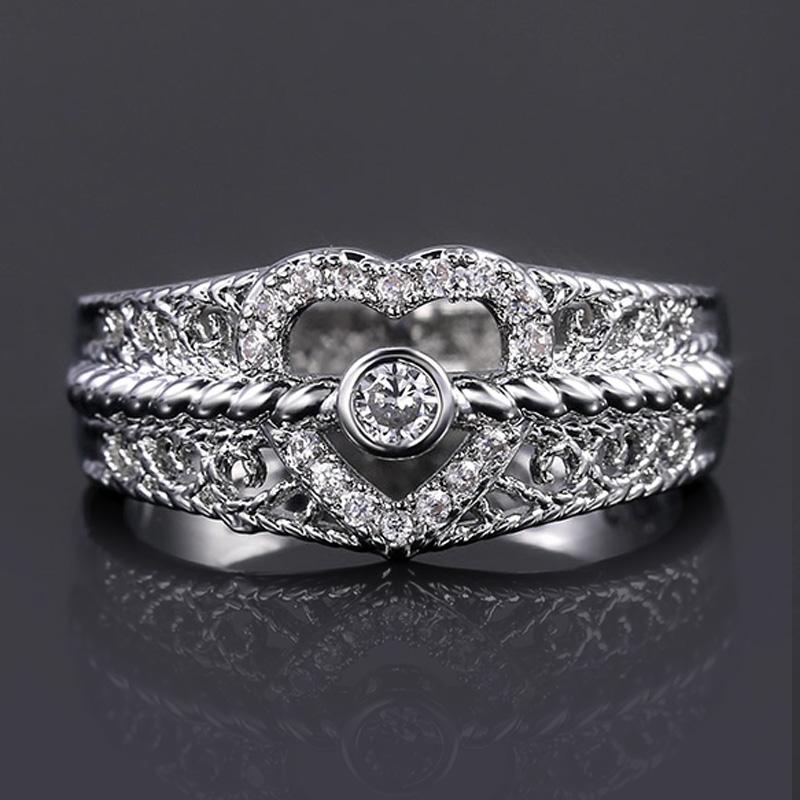 

Wedding Rings JK Ethnic Style Hollowed Heart Band Women With Letter I Love You Ceremony Bridal Ring Elegant Design Jewelry