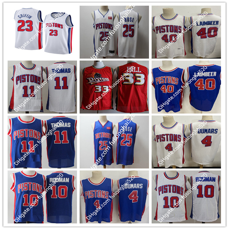 

Basketball Derrick 25 Rose Blake 23 Griffin Jerseys Detroit Pistons Retro Grant 33 Hill Dennis 10 Rodman Isiah 11 Thomas Blue, Black;red